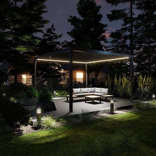 Pergola ogrodowa tarasowa aluminiowa NORDVIC Skyline LED Light 4 x 4 m Antracyt